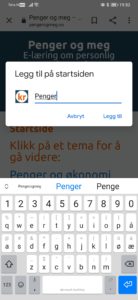 Skjermbilde av penger og meg på mobiltelefon